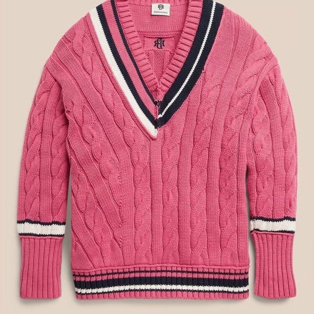 BR ATHLETICS Cricket Sweater Preppy Varsity Chunky Knit Cotton | Retail $158 XXS - Picture 2 of 10